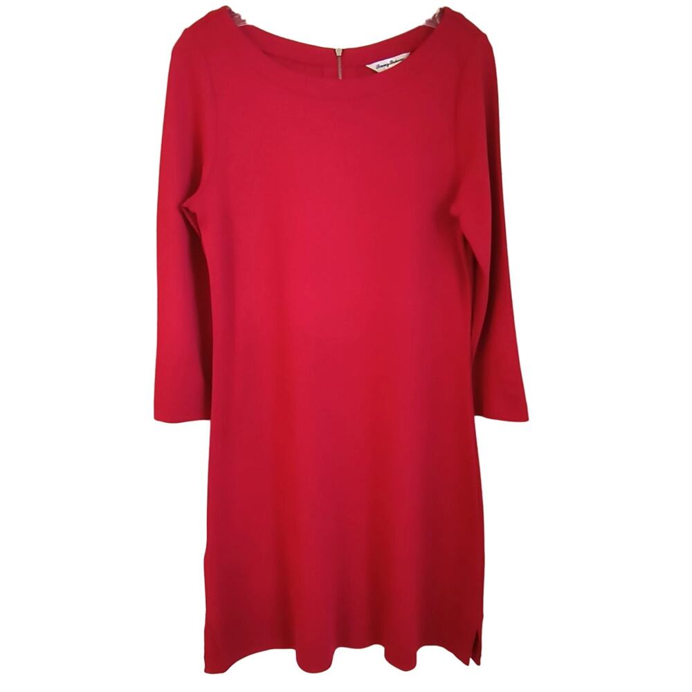 Tommy Bahama Career Dress Women's Size S Red Long Sleeve Modal Stretch Knit
